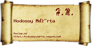 Hodossy Márta névjegykártya